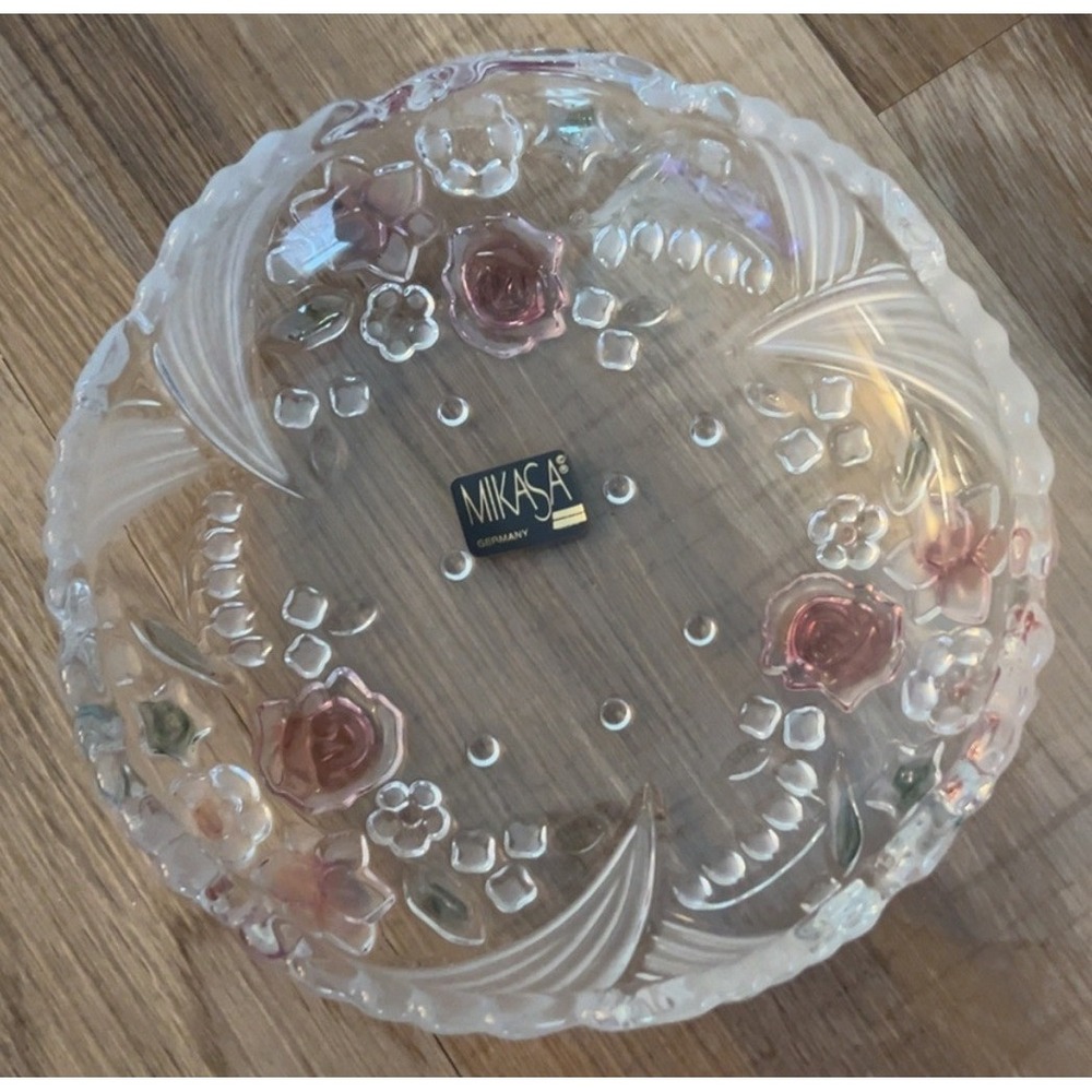 Set of 4 Vintage Mikasa pink floral cake plates - excellent condition - Picture 4 of 13